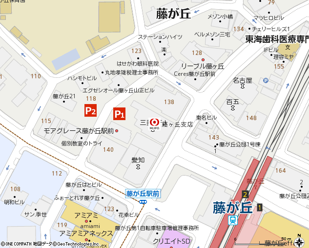 藤ヶ丘支店付近の地図
